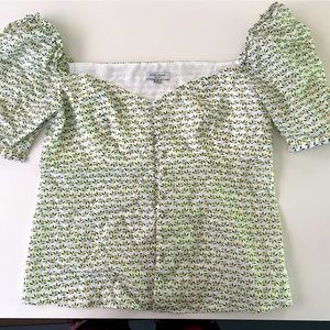 Floral Blouse with Square Collar